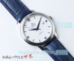 Copy Omega De Ville Swiss 2824 Watch - White Dial Leather Strap